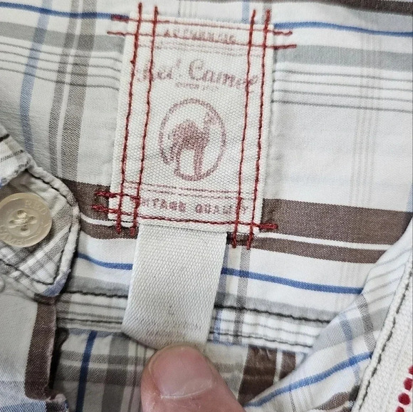 Red Camel Large Vintage 90s Y2K Buckle Western Cowboy Short Sleeve Button Shirt - Picture 4 of 6